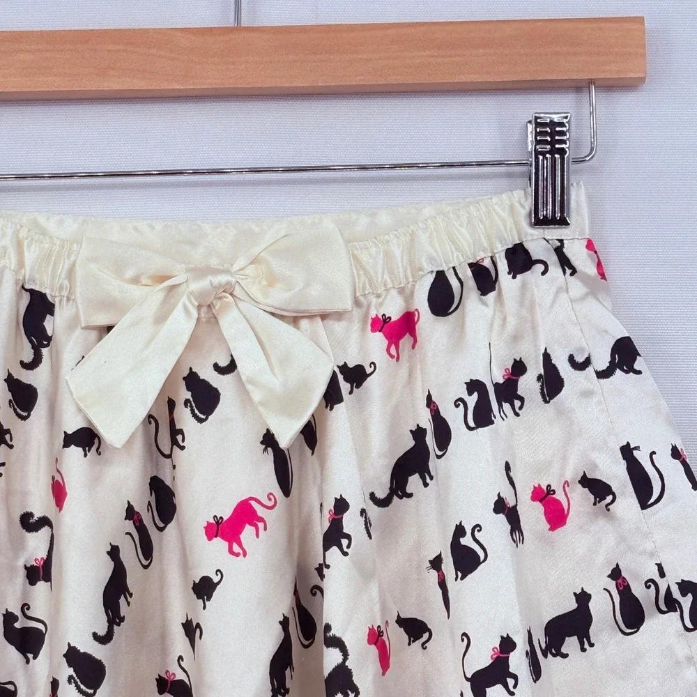 Gymboree Cat Print Skirt Kids 8 Ivory Pink Black City Sidewalk Coquette Retro